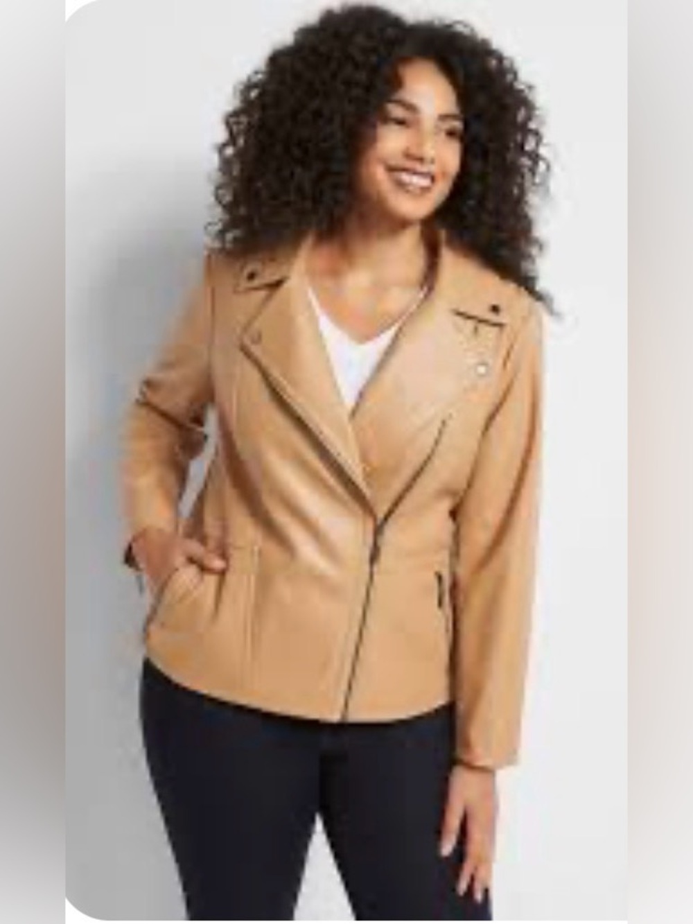 Lane Bryant Camel Asymmetrical Moto Jacket Women’s 20